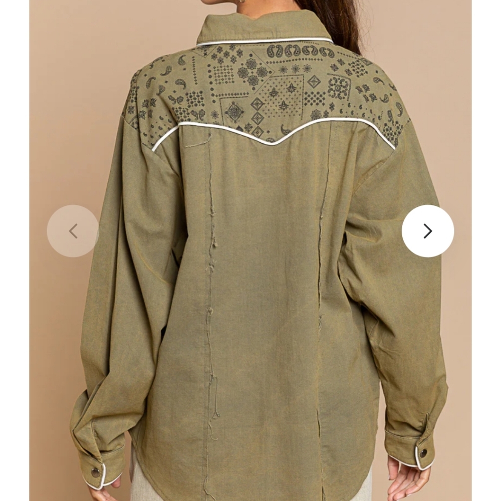 Boho Western Shirt with Embroidered Yoke and Paisley Detail - Picture 7 of 8